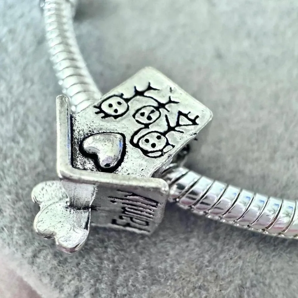 Silver Family House Charm fits PANDORA